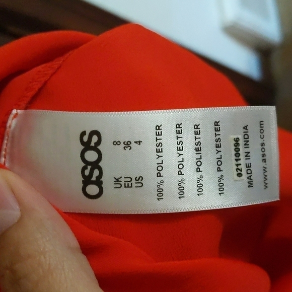 ASOS Maternity Orange Red One Shoulder or 2 Strapped Belted Dress Size 4 - Picture 10 of 10